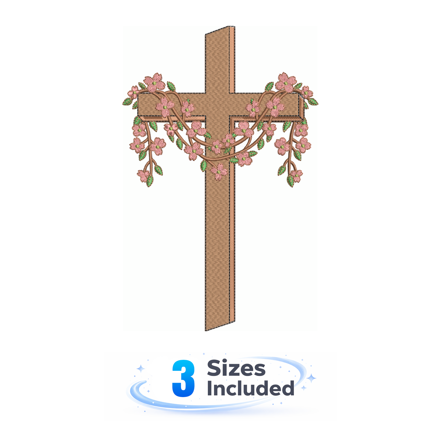 Blossoming Faith Cross - Embroidery Design