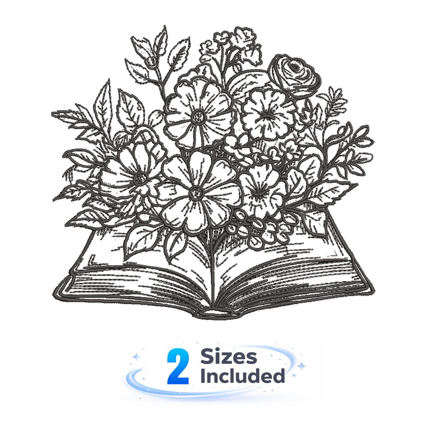Book With Flowers - Embroidery Design
