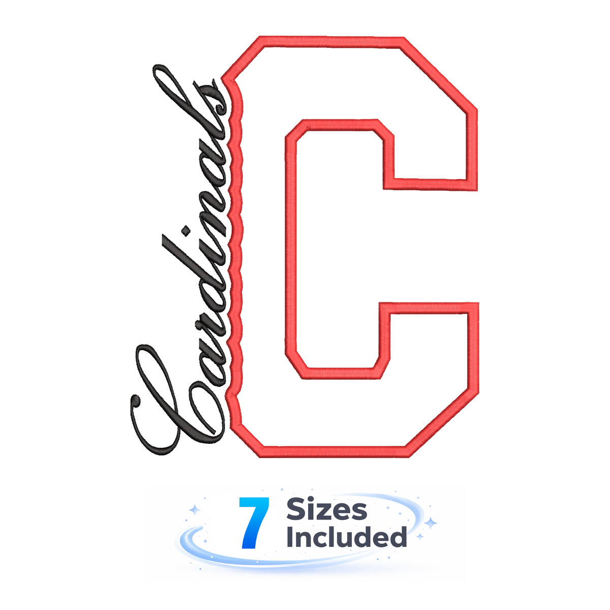 Cardinals Cutout C - Embroidery Design