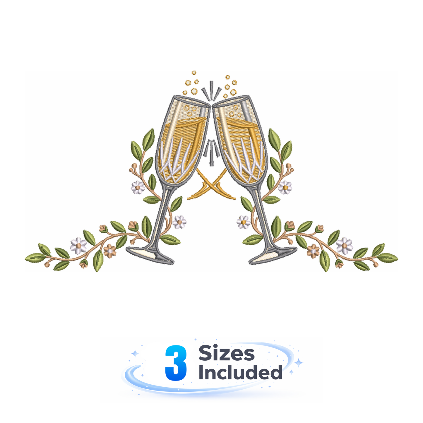 Champagne Flutes - Embroidery Design