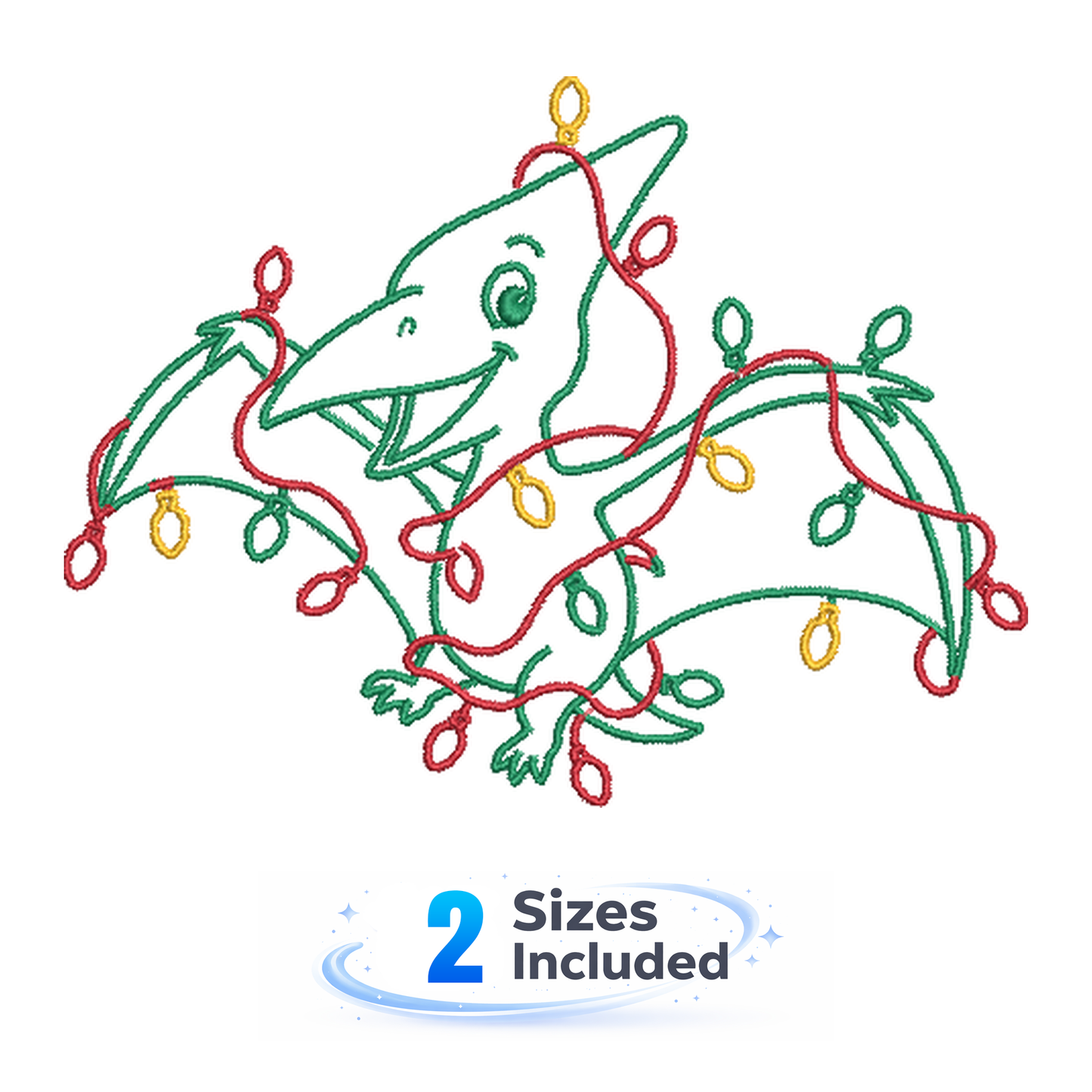 Christmas Dinos Pterodactyl - Embroidery Design