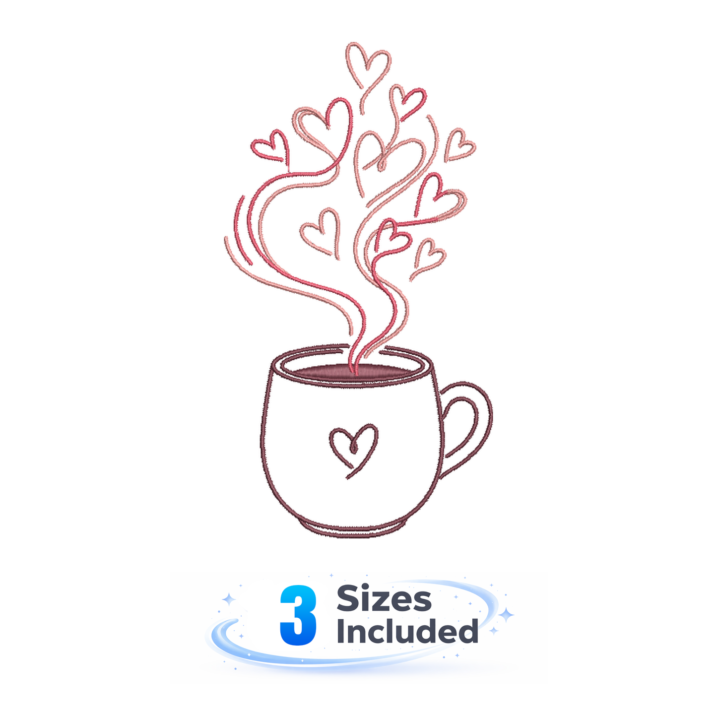 Coffee With Hearts - Embroidery Design