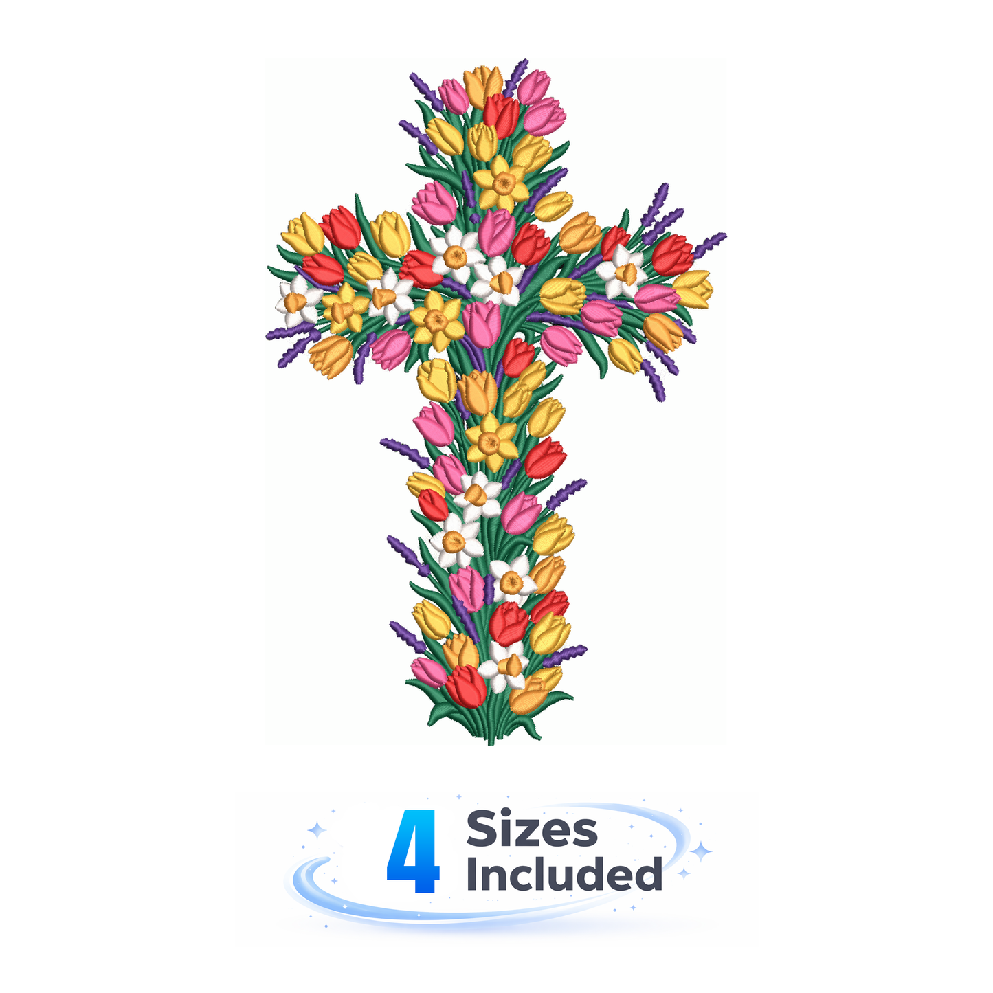 Floral Cross - Embroidery Design