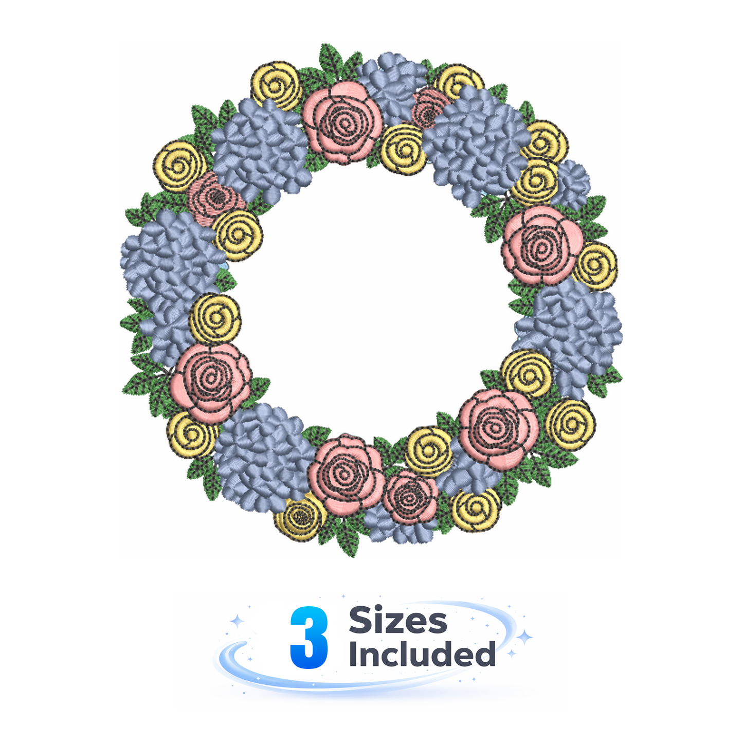 Pastel Floral Wreath - Embroidery Design