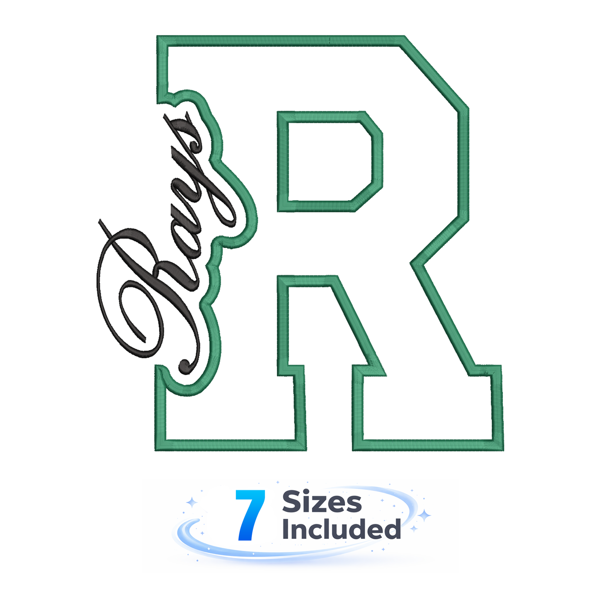Rays Cutout R - Embroidery Design