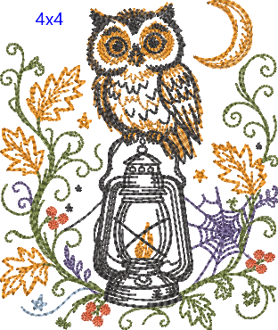 Storybook Autumn Tales - Owl With Lantern - Embroidery Design