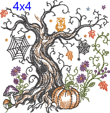 Storybook Autumn Tales - Spooky Tree - Embroidery Design
