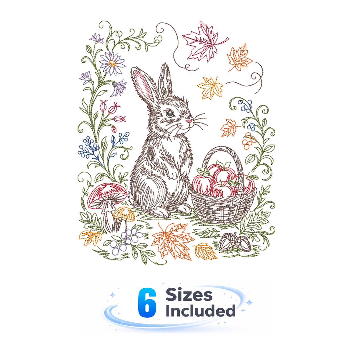 Storybook Fall Friends - Bunny - Embroidery Design