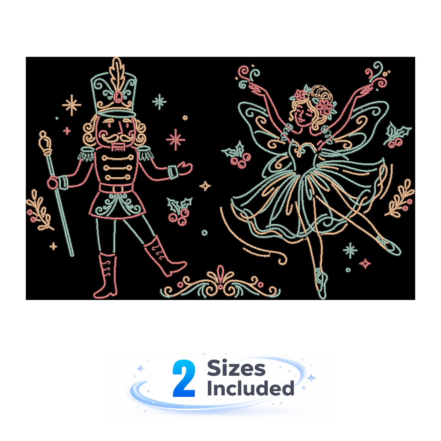 Traditional Christmas Sketches Nutcracker - Embroidery Design
