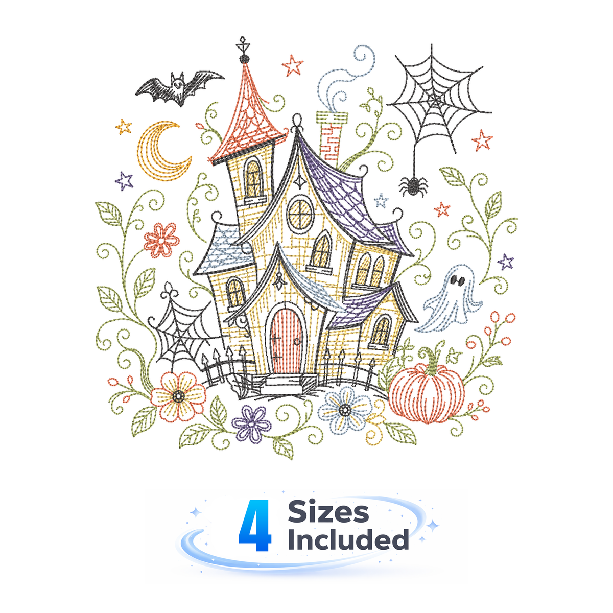Traditional Haunted House - Embroidery Design