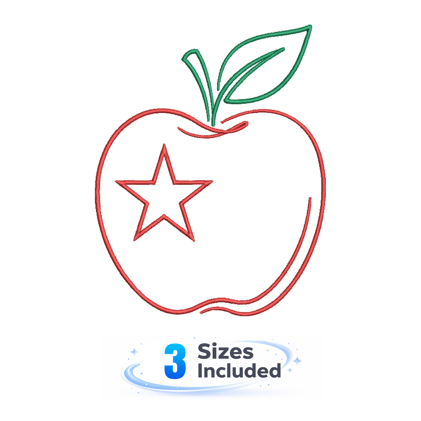Apple Sketch With Star - Embroidery Design