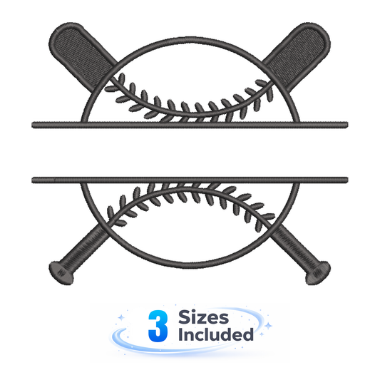 Baseball Cross Bat Monogram - Embroidery Design
