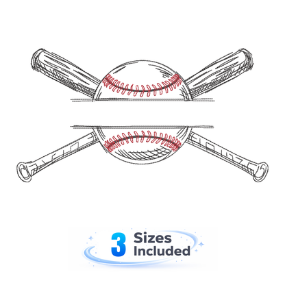 Baseball Monogram Sketch - Embroidery Design