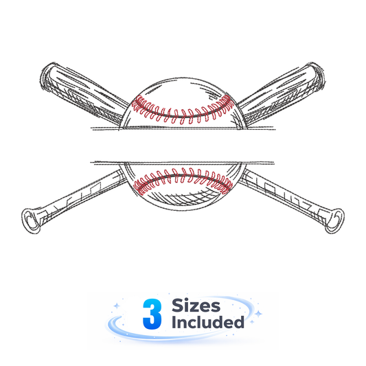 Baseball Monogram Sketch - Embroidery Design