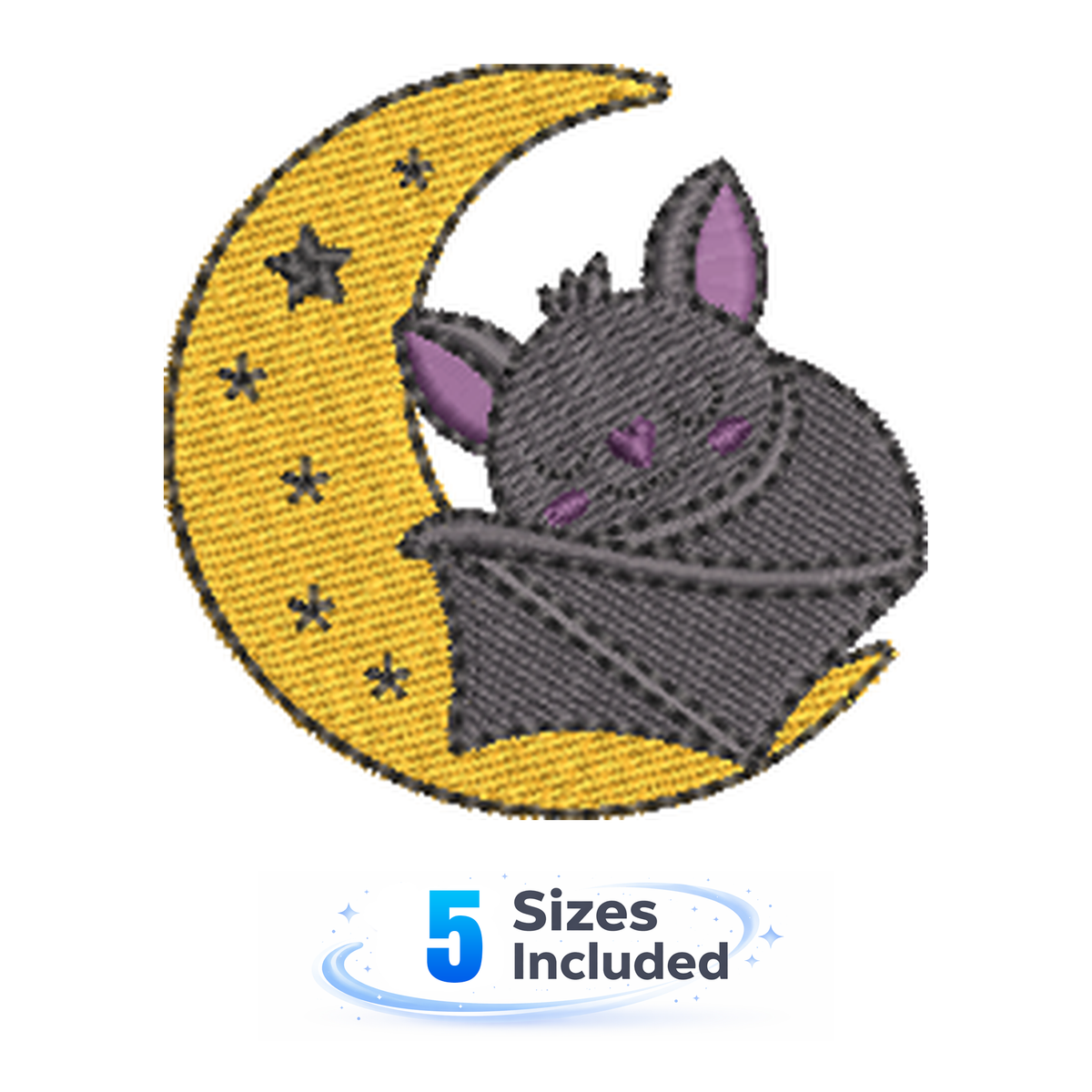Batty For You - Crescent Moon - Embroidery Design