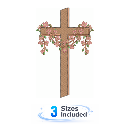 Blossoming Faith Cross - Embroidery Design