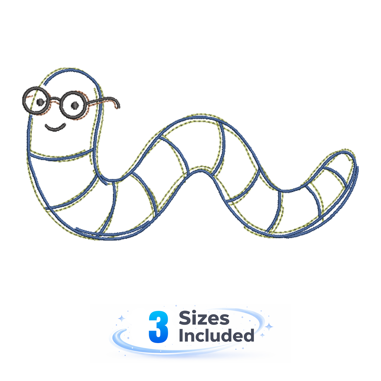 Bookworm Sketch - Embroidery Design