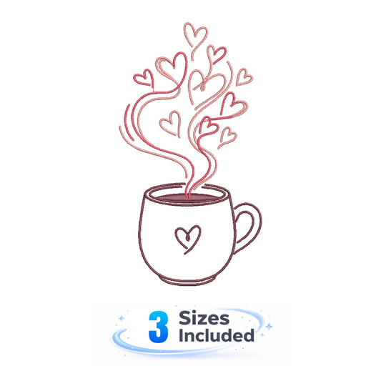 Coffee With Hearts - Embroidery Design