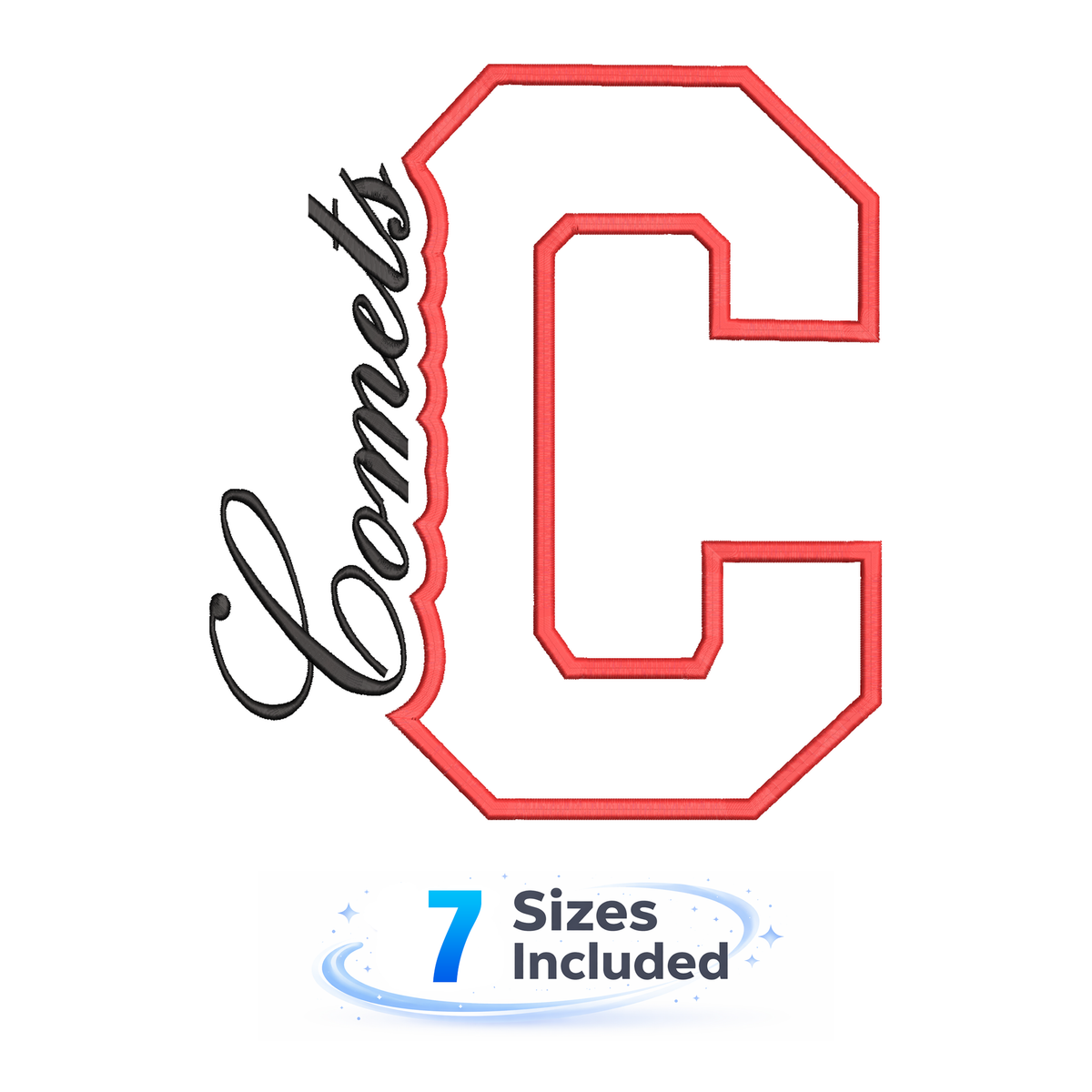 Comets Cutout C - Embroidery Design