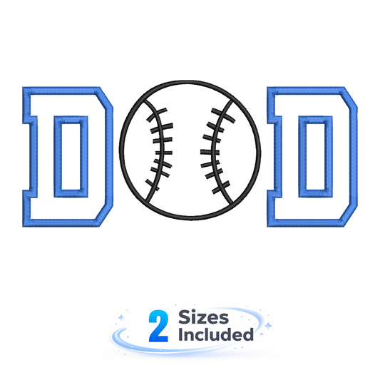 DAD Applique Baseball - Embroidery Design