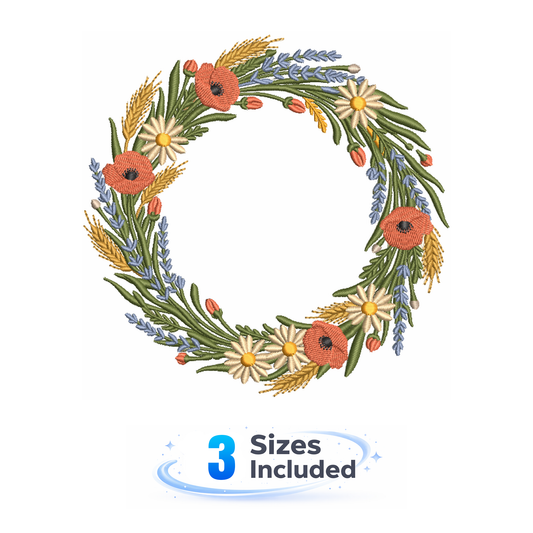 Farmhouse Lavender Meadow Wreath - Embroidery Design