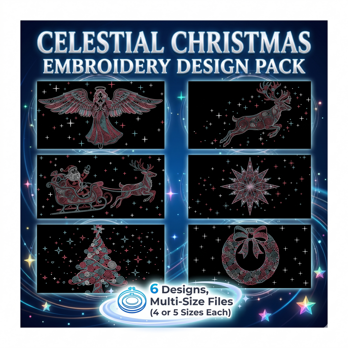 Celestial Christmas Embroidery Bundle
