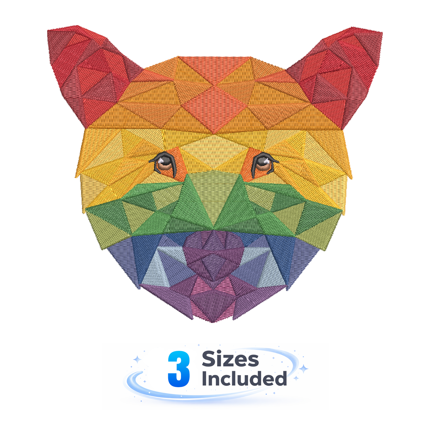 Geometric Rainbow Bear - Embroidery Design