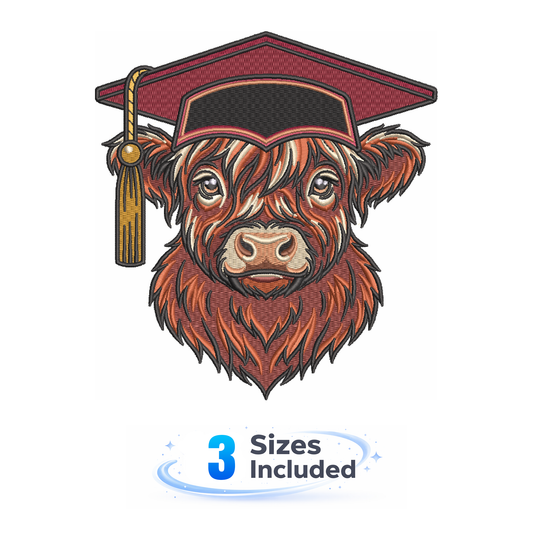 Graduating Cow - Embroidery Design