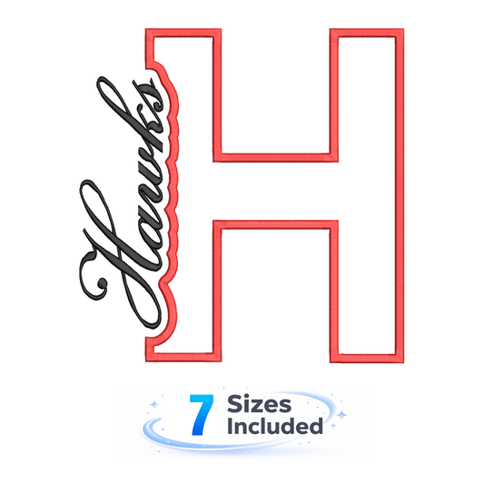 Hawks Cutout H - Embroidery Design
