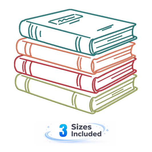 Minimalist Book Stack - Embroidery Design