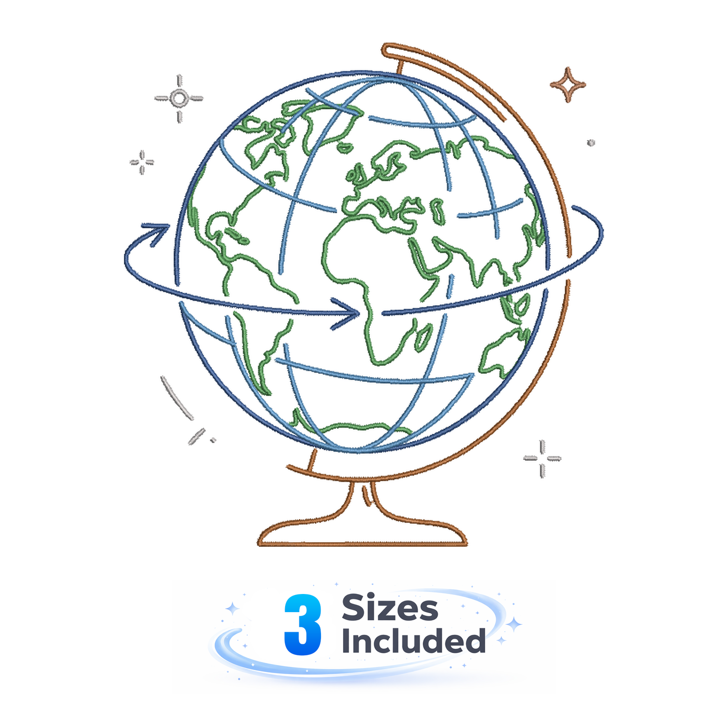 Minimalist Globe - Embroidery Design