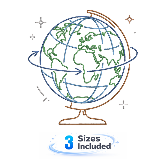 Minimalist Globe - Embroidery Design
