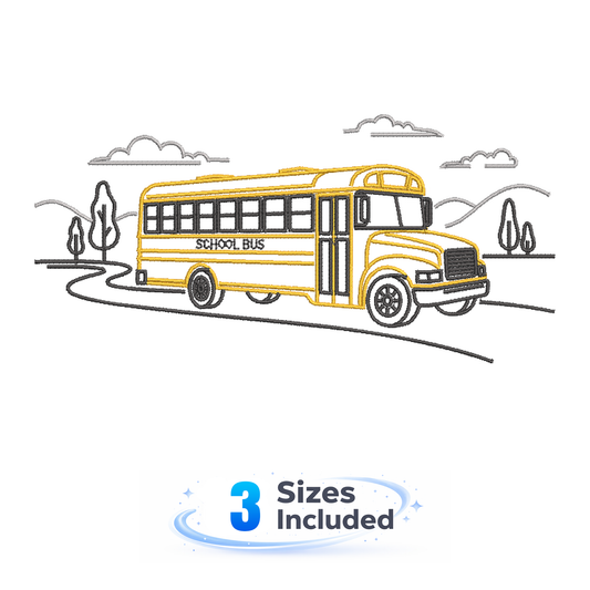 Minimalist School Bus - Embroidery Design
