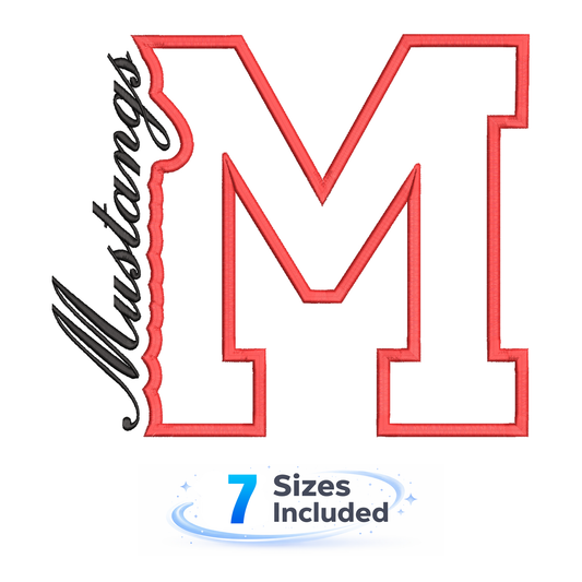 Mustangs Cutout M - Embroidery Design