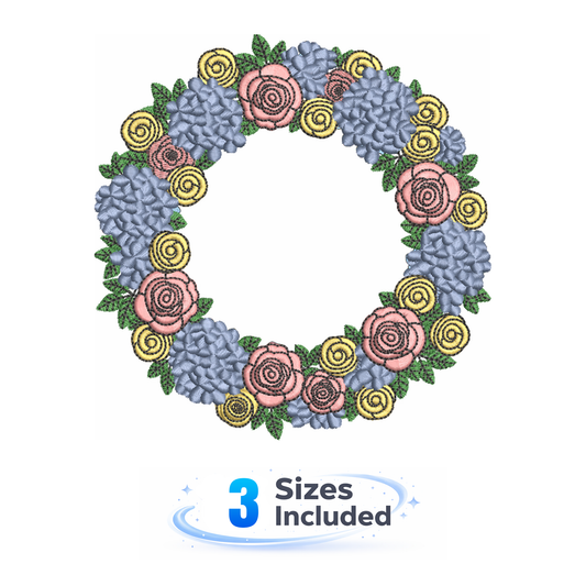 Pastel Floral Wreath - Embroidery Design