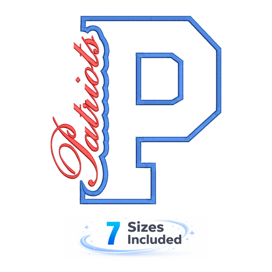 Patriots Cut Out P - Embroidery Design