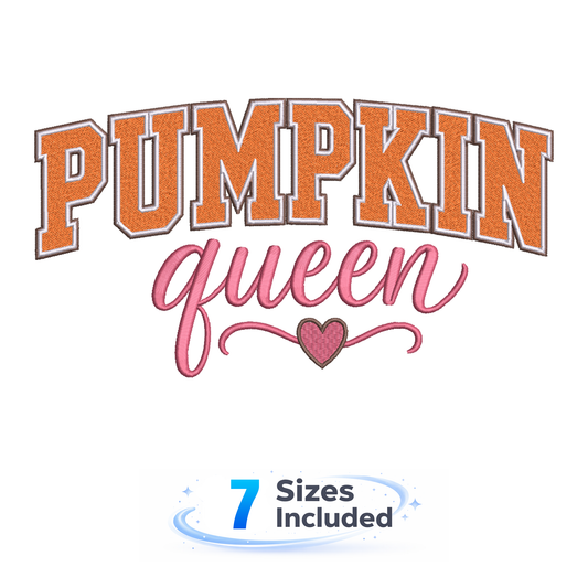 Pumpkin Queen - Text - Embroidery Design