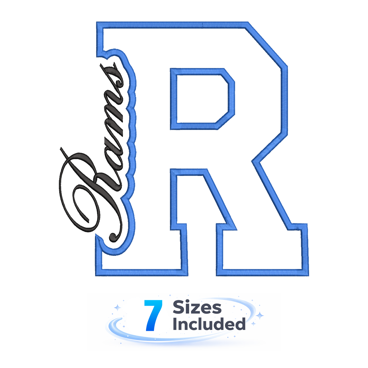 Rams Cutout R - Embroidery Design