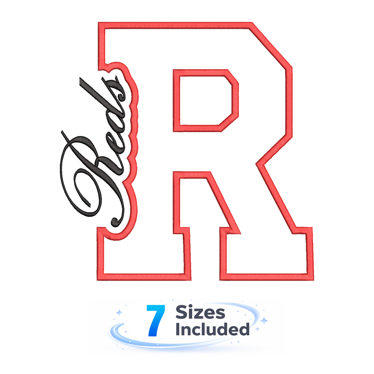 Reds Cutout R - Embroidery Design