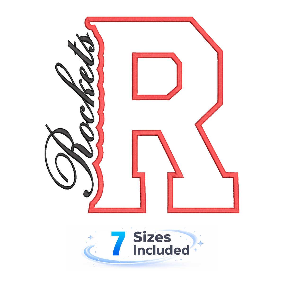 Rocket Cutout R - Embroidery Design