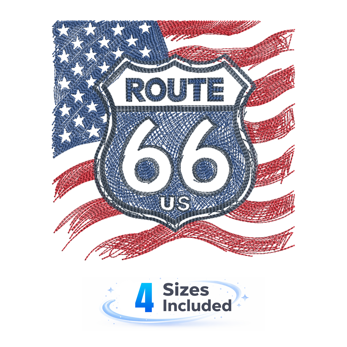 Route 66 Sketch - Embroidery Design