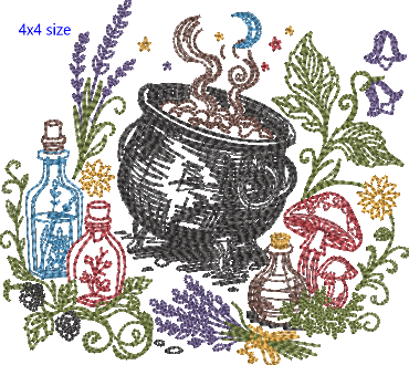 Storybook Autumn Tales - Cauldron - Embroidery Design