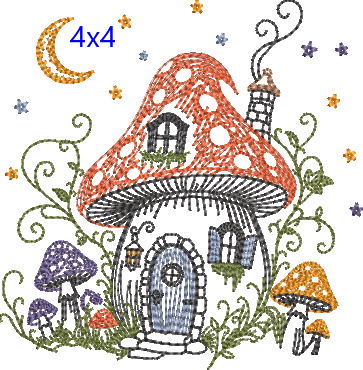 Storybook Autumn Tales -  Mushroom Cottage - Embroidery Design