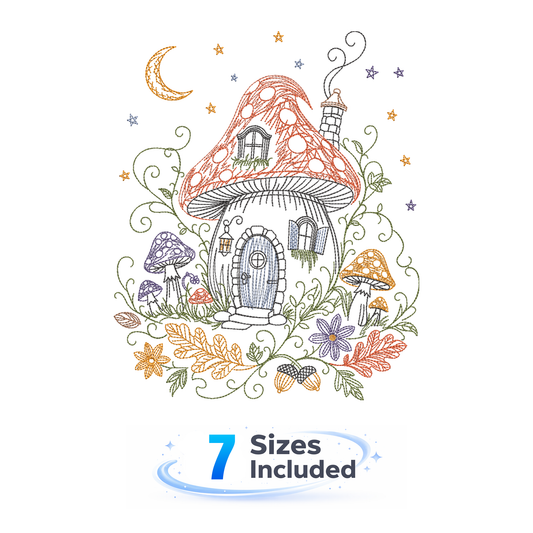 Storybook Autumn Tales -  Mushroom Cottage - Embroidery Design