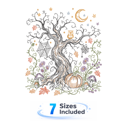 Storybook Autumn Tales -  Spooky Tree - Embroidery Design