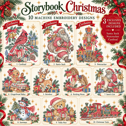Storybook Christmas Set of 10 Machine Embroidery Designs