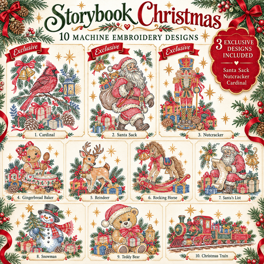 Storybook Christmas Set of 10 Machine Embroidery Designs