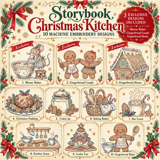Storybook Christmas Kitchen - Set of 10 Machine Embroidery Designs
