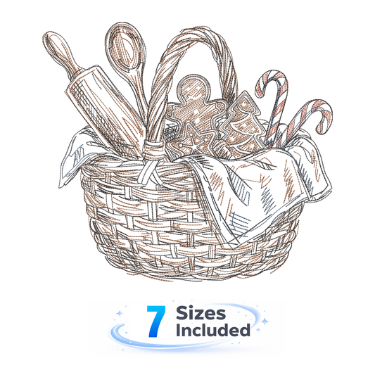 Storybook Christmas Kitchen - Basket - Embroidery Design