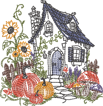 Storybook Autumn Tales -  Cottage - Embroidery Design